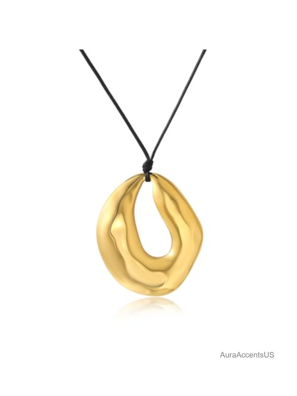 Gold Statement Pendant Cord Necklace Adjustable Long Women Boho